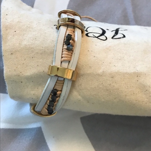 J Crew leather gold and beaded cuff - Picture 3 of 7